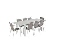 sweeek Set Tavolo da Giardino allungabile in Alluminio con 8 posti Bianco - 244x100x75 cm