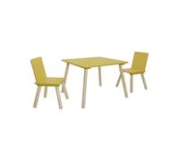 sweeek Set tavolo e 2 sedie per bambini Giallo - 60x60x44 cm