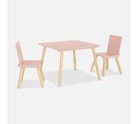 sweeek Set tavolo e 2 sedie per bambini Rosa - 60x60x43 cm