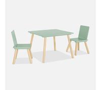 sweeek Set Tavolo e 2 sedie per Bambini Verde - 60x60x44 cm