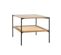 sweeek Tavolino Quadrato con Doppio Piano Effetto Legno e Canna da Zucchero, Manado, Marrone Naturale, 60x60x52 cm