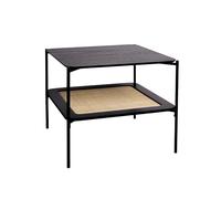 sweeek Tavolino Quadrato con Doppio Piano Effetto Legno e Canna da Zucchero, Manado, Nero, 60x60x52 cm