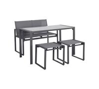 sweeek - Tavolo da giardino da incasso in acciaio e textilene + 4 sedute antracite 125 cm - Tavena