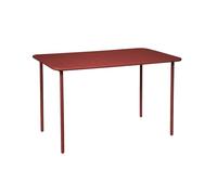 sweeek - Tavolo da giardino in metallo 4 posti. Terra di Siena. Amelia. 120 x 70 cm. Trattamento antiruggine. Doghe e bordi arrotondati