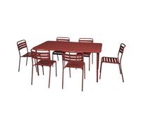 sweeek - Tavolo da giardino in metallo + 6 sedute Terra di Siena Amelia