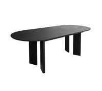 sweeek - Tavolo da pranzo oblungo allungabile Legno di Hevea e impiallacciato rovere nero 6-8 posti 170-210cm - Albane