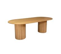 sweeek - Tavolo da pranzo oblungo Legno di Hevea e impiallacciato rovere 8 posti naturale - L 220 x P 100 x H 73 cm - Estelle
