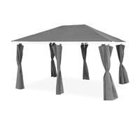 sweeek Telo di Tetto + Tende per pergola 3x4m Divio, Set Ricambio Divio, Grigio, 299x299x183 cm