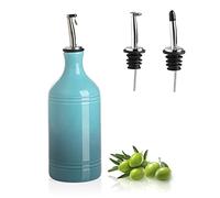 Sweejar,Dispenser in ceramica per olio d'oliva, antiolio opaco protegge l'olio per ridurre l'ossidazione, sciroppi di caffè e altri liquidi, confezione da 1.467 ml (blu sfumato)