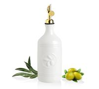 Sweejar Home Dispenser per olio d'oliva, in ceramica, da 460 ml, per cucina con beccuccio a gravità, contenitore opaco per olio Evoo, olio di avocado, aceto, salsa di soia, 1 confezione (bianco
