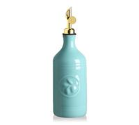 Sweejar Home Dispenser per olio d'oliva, in ceramica, da 460 ml, per cucina con beccuccio a gravità, contenitore opaco per aceto Evoo, salsa di soia, 1 confezione (turchese, beccuccio dorato)