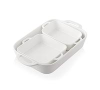 SWEEJAR Home Set da forno in ceramica, rettangolare, per cucina, cena, banchetti e uso quotidiano, 32 cm x 22 cm, in porcellana bianca
