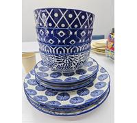 Sweejar Home Set di stoviglie in ceramica per 4, 12 pezzi, piatti e ciotole in porcellana, set classico moderno semplice da cucina, set di stoviglie lavabili in lavastoviglie e adatti al microonde