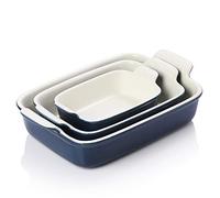 Sweejar Home Set di stoviglie in porcellana per cucinare, pirofila rettangolare in ceramica, per lasagne, per teglia, torte, cene, cucina, banchetti e uso quotidiano (blu scuro)
