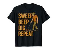 Sweep Beep Scavare Ripeti Metal Detecting Divertimento Maglietta