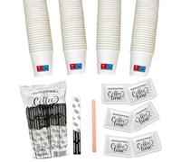 SWEEPING kit bicchieri caffe e palette zucchero monouso 150 Bicchierini Caffè + 150 Palette + 150 bustine zucchero - Bicchieri 65 ml in Carta e Palettine Usa e Getta Riciclabile, Colore Bianco