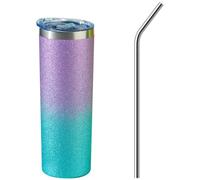 Sweet 16 - Bicchiere in acciaio inox, finitura sfumata, include cannuccia e coperchio, A per nipoti