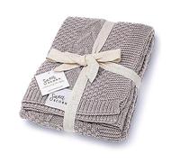 Sweet Acorn Coperta per bambini in maglia con motivo a cavi, coperte in cotone biologico per culla o passeggino, coperte per ricevimento - Grigio nebbia
