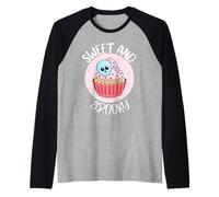 Sweet And Spooky Skull Cupcake Pastello Goth Graphic Maglia con Maniche Raglan