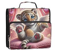 Sweet Angel Tiger Cub Raccoglitore con cerniera da 3,8 cm 3 raccoglitori ad anelli con cinghia per cartella scolastica e custodia ad anelli