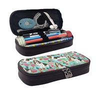 Sweet Basset Hound Florals - Astuccio per matite estetico con stampa floreale, speciale astuccio per penne in pelle artificiale, resistente, astuccio con cerniera, per uomini e donne, ufficio, lavoro