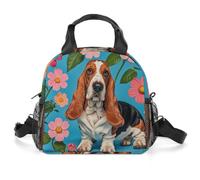 Sweet Basset Hound Florals - Borsa termica per il pranzo, da donna, riutilizzabile, a prova di perdite, contenitore per il pranzo di grande capacità, per lavoro, ufficio, picnic, viaggi