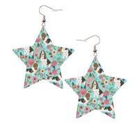 Sweet Basset Hound Florals - Orecchini da donna alla moda, orecchini pendenti celesti, gioielli a forma di stella per un versatile, One Size, Pelle