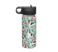Sweet Basset Hound Florals Printing The Print - Bollitore termico sportivo in acciaio inox con coperchio, per adulti, uomini e donne