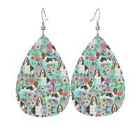Sweet Basset Hound Florals Set di orecchini a goccia, orecchini in pelle alla moda pendenti a cerchio per donne festa di compleanno gioielli regalo