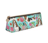 Sweet Basset Hound Florals Stampa Studenti Forniture di Capacità Superiore Astuccio portapenne Scuola Viaggi Ufficio Scrivania, bianco, Taglia unica