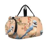 Sweet Blue Jay Birds Peach Piccola borsa da palestra con scomparto per scarpe multifunzionale per la notte Weekender borsa da viaggio per spiaggia nuoto piscina sport