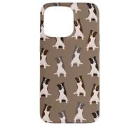 Sweet Border Collies Clever Eyes Pattern On Moka Custodia per iPhone 15 Pro Max