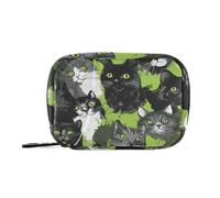 Sweet British Shorthair Cats Green Medicine Organizzatore Borsa con Scomparti Rimovibili Borsa Portatile Pillole Organizzatore