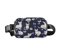 Sweet Burmesecats - Marsupio multiuso con cinghia regolabile, unisex, colore: bianco, divertente Devon Rex gatti Blu marino, 1 size