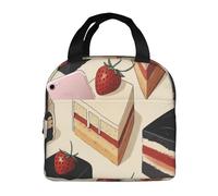 Sweet Cake With Strawberry Borsa Per Il Pranzo Interno In Alluminio Borsa Termica Portatile Borsetta Termica Per Scuola Viaggio Donna 22X20X13Cm