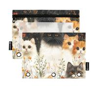 Sweet Cats - Astuccio per la scuola, con finestrella trasparente, colori assortiti, per riporre studenti, insegnanti, 2 pezzi