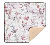 Sweet Cats - Tappetino da gioco per bambini, morbido, imbottito, con motivo floreale, per interni ed esterni, accogliente, traspirante, per bambini, 127 x 127 cm