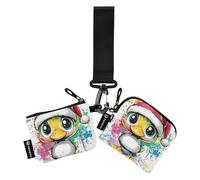 Sweet Cayuga Duck - Portamonete da donna con cerniera, con portachiavi, per donne e ragazze, confezione da 2, Sweet Cayuga Duck - Vernice gocciolante, 1 size, Art Deco