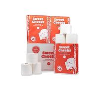 Sweet Cheeks Rotolo di carta igienica a 3 veli di canna da zucchero, 24 rotoli a doppia lunghezza, equivalenti a 48 rotoli normali, 9600 fogli per scatola, confezione senza plastica