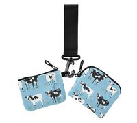 Sweet Cow Blue Sky - Portafoglio da donna con portamonete rimovibile, con tasca con cerniera, per lavoro, viaggi, confezione da 2, dolce Mucca Cielo blu, 1 size, Stampa artistica