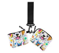Sweet Dog Art Painting Portafogli da donna Custodie per carte di credito piccolo staccabile con cerniera portafoglio con portachiavi per uso quotidiano 2 pezzi, Cane dolce Pittura d'arte, 1 size,