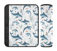 Sweet Dolphin - Copertura per cintura di sicurezza per auto, confezione da 2, colore bianco