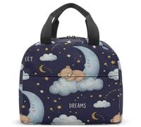 Sweet Dreams - Borsa termica per il pranzo, motivo orso, con luna e stelle, per bambini, 23 x 13 x 21 cm (02)