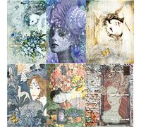 Sweet Dreams - Carta di riso di gelso, 20,5 x 26,5 cm, 6 x diverse immagini stampate di gelso da 30 g/m², fibre visibili per decoupage, artigianato, tecnica mista, collage artistico