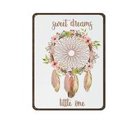 Sweet Dreams Little One Floral Wreath Targa in metallo Targa in alluminio Targa in alluminio per cucina Decorazioni per il bagno Poster retrò per Cafe Shop Man Cave Bar Pub Garage Outdoor Garden Gifts