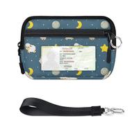 Sweet Dreams - Mini custodia per carte di credito con cerniera, motivo pecora, per donne e uomini, con finestra d'identità, divertente portafoglio a forma di pecora, portatile, leggero, con cerniera