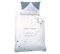 Sweet Dreams Set copripiumino singolo · stelle e ciglia · biancheria da letto per bambini, 100x135 + 40x60 cm, 100% cotone in flanella