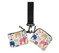Sweet Elephant Neutro - Portamonete doppio porta carte di credito, grande capacità, porta carte di credito, portamonete con tasca con cerniera, per donna, confezione da 2, Sweet Elephant Neutro, 1