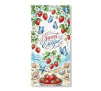 Sweet Escape - Striscione decorativo per porta d'ingresso, vivace fragola floreale e farfalla, decorazione per porta d'ingresso, tema spiaggia estiva, forniture per feste per interni ed esterni, 91 x