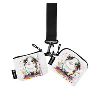 Sweet Guinea Pig - Portafogli doppi da donna, per carte di lavoro, portamonete alla moda, con tasca portamonete con cerniera, per lavoro e viaggi, confezione da 2, Multicolore, 4.13"(L) x 3.5"(W